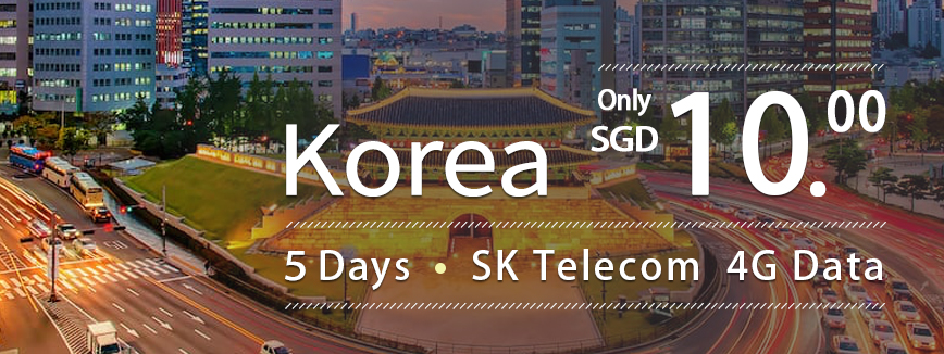 Korea 4G SK plan 5 days SGD$10